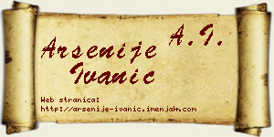 Arsenije Ivanić vizit kartica